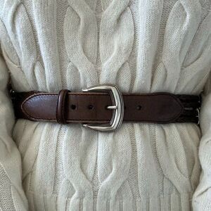 Vintage 1993 Brighton Womens Brown Leather Braided Rope Western Belt Sz M